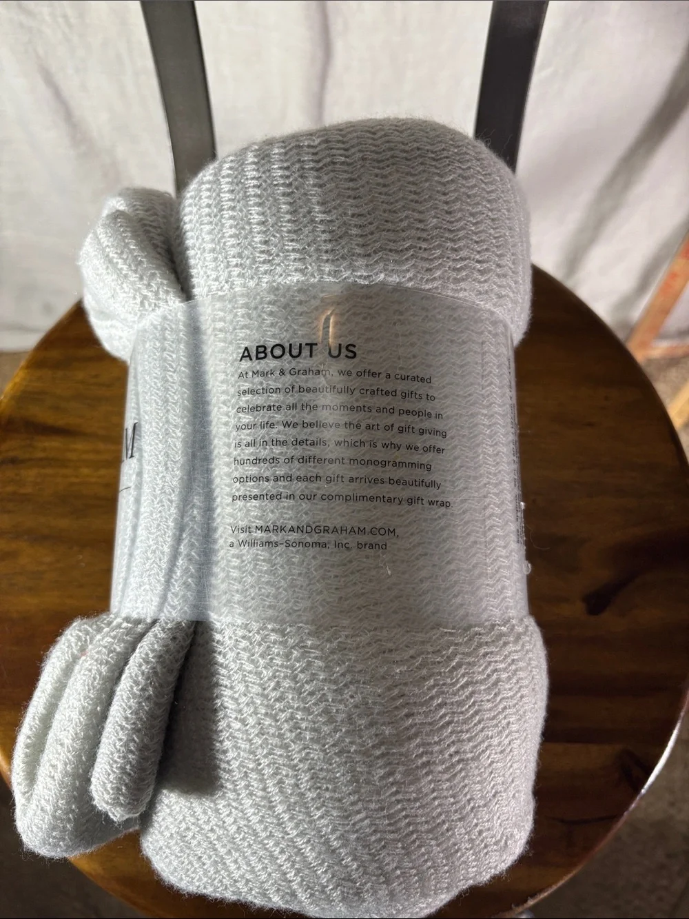 Mark & Graham Cream Knit Throw Blanket